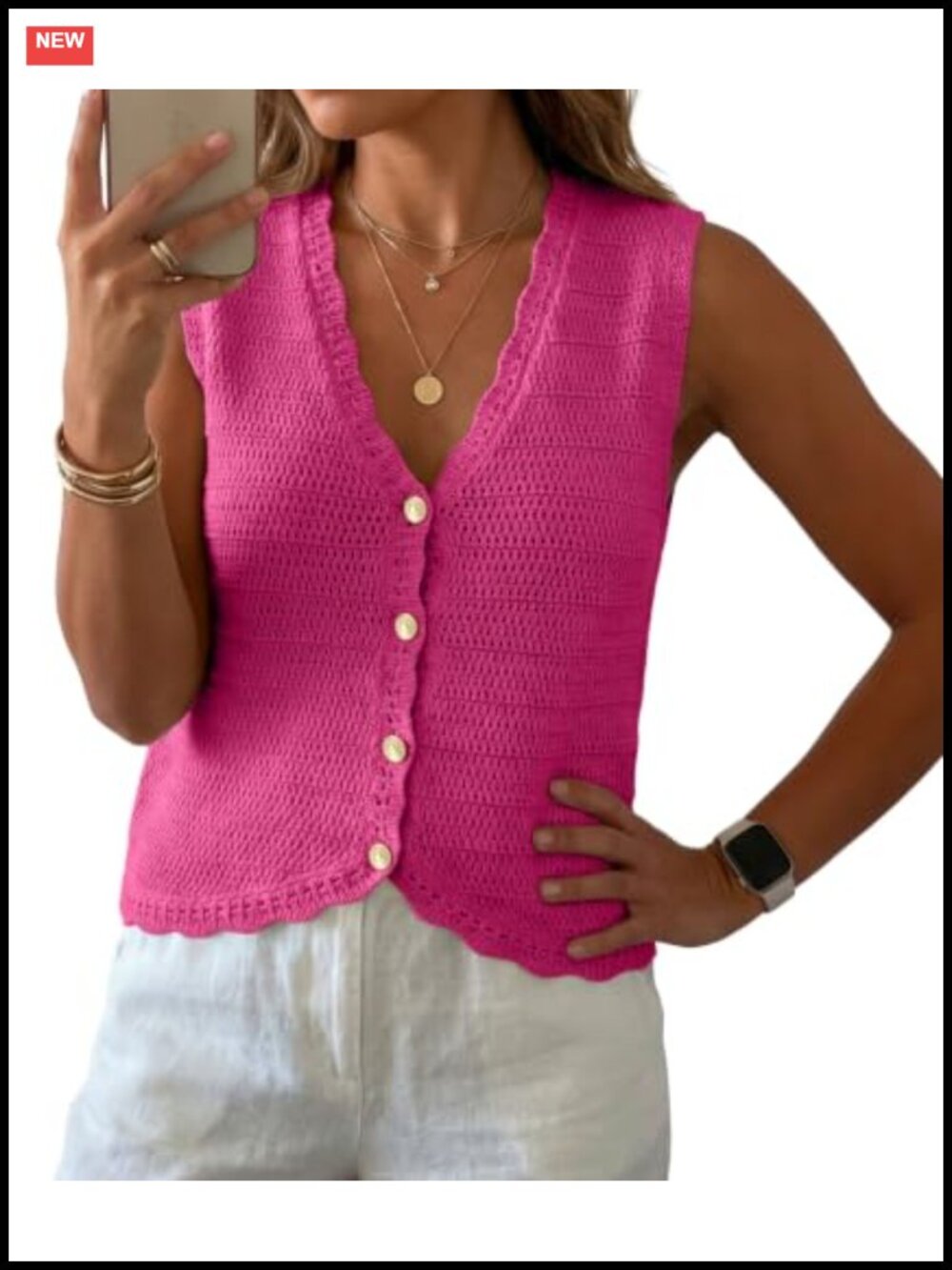 Sleeveless V-Neck Knit Sweater Vest Tank Top Cotton Blend Cropped